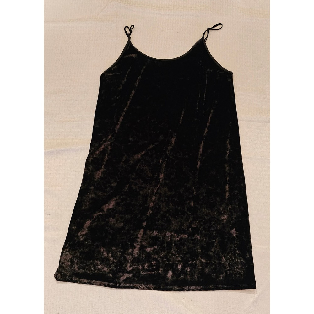 Victoria's Secret‎ Slip Dress Womens M/L Black Crushed Velvet Chemise Nightgown